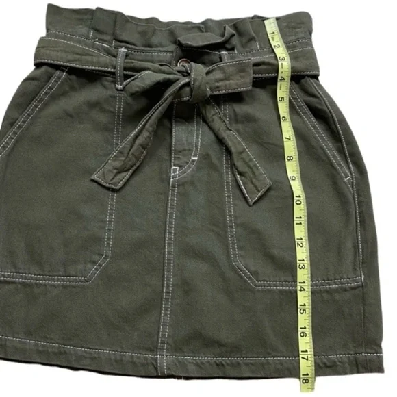 Free People Splendor in the Grass olive khaki paper bag waist cargo skirt - Picture 11 of 12